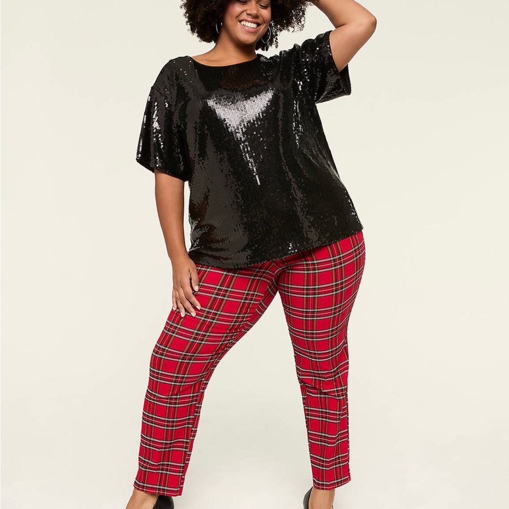 NWT Black Short Sleeve Sequin Top